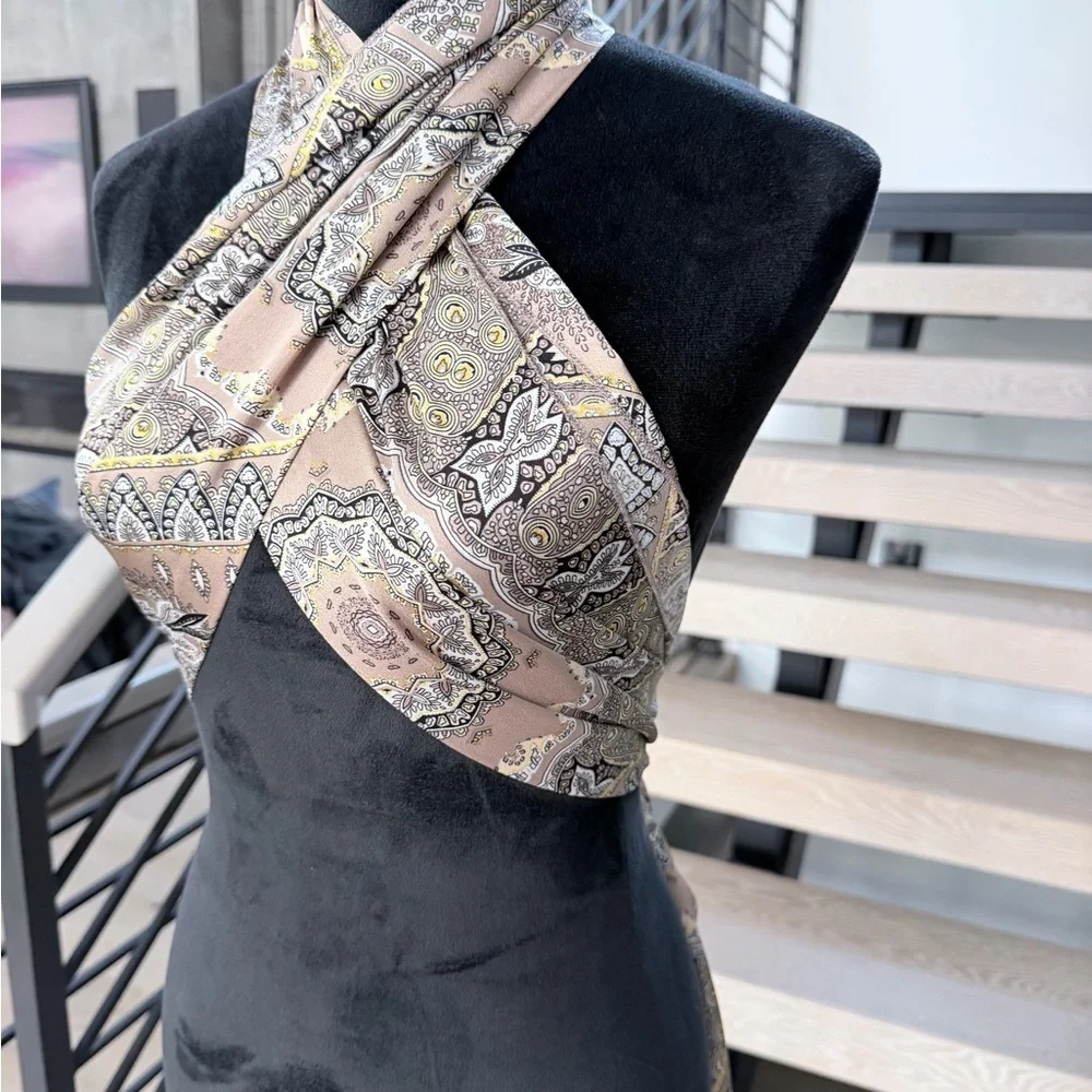 New Boho Y2K Bandana Paisley Print Scarf Top one size
